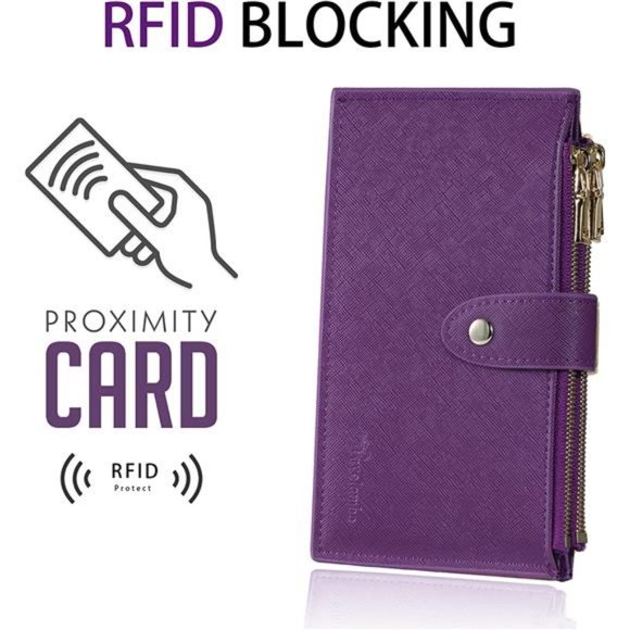 Womens Wallet RFID Blocking Bifold Multi Card Case Wallet with Zipper Pocket - Picture 4 of 6